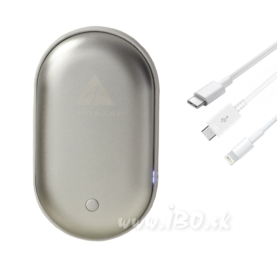 Power Bank a ohrievač rúk v jednom Alpenheat BP13 - strieborná strieborná